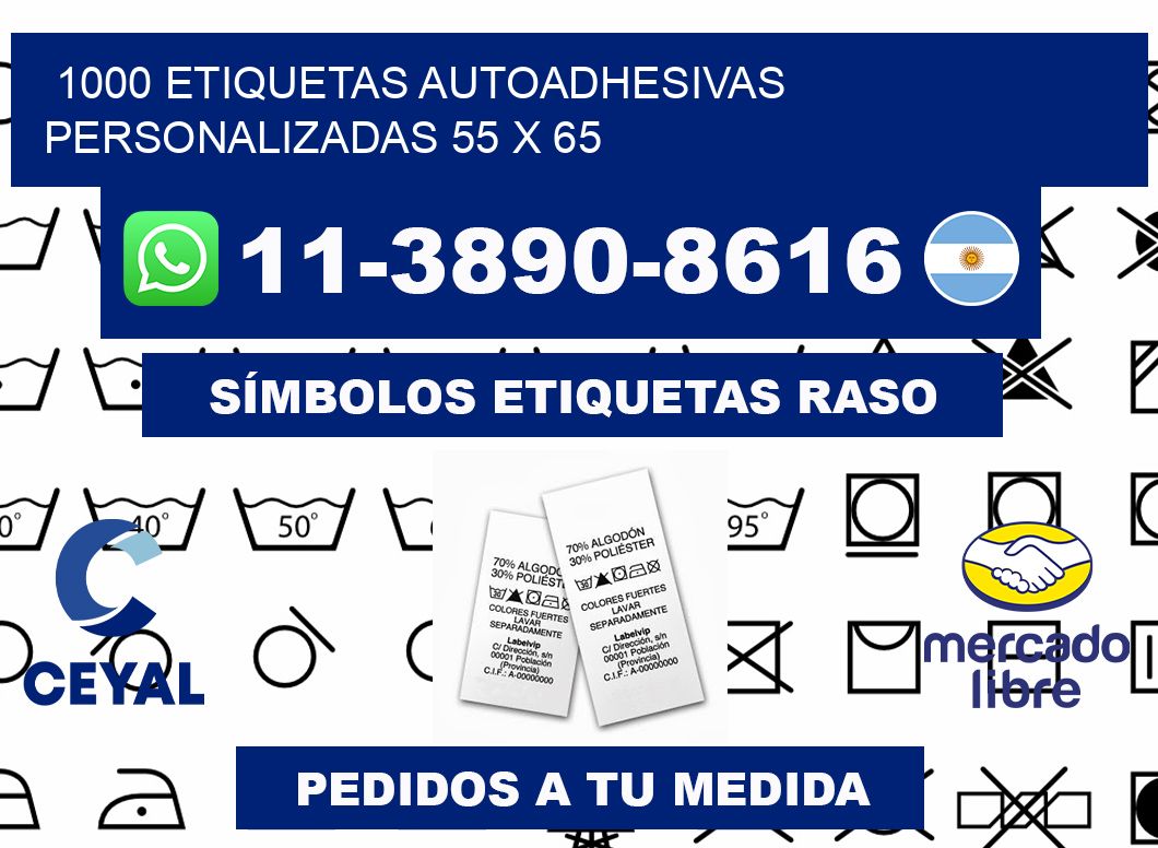 1000 Etiquetas autoadhesivas personalizadas 55 x 65