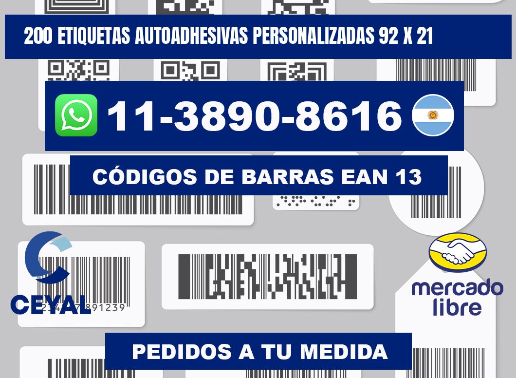 200 Etiquetas autoadhesivas personalizadas 92 x 21