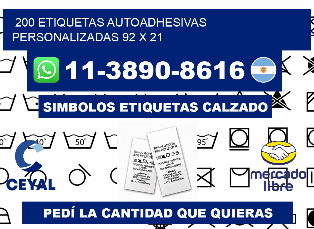 200 Etiquetas autoadhesivas personalizadas 92 x 21