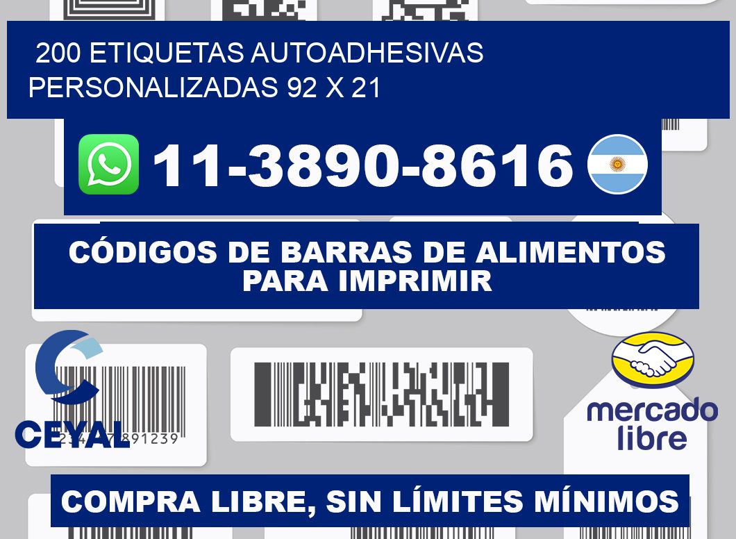 200 Etiquetas autoadhesivas personalizadas 92 x 21