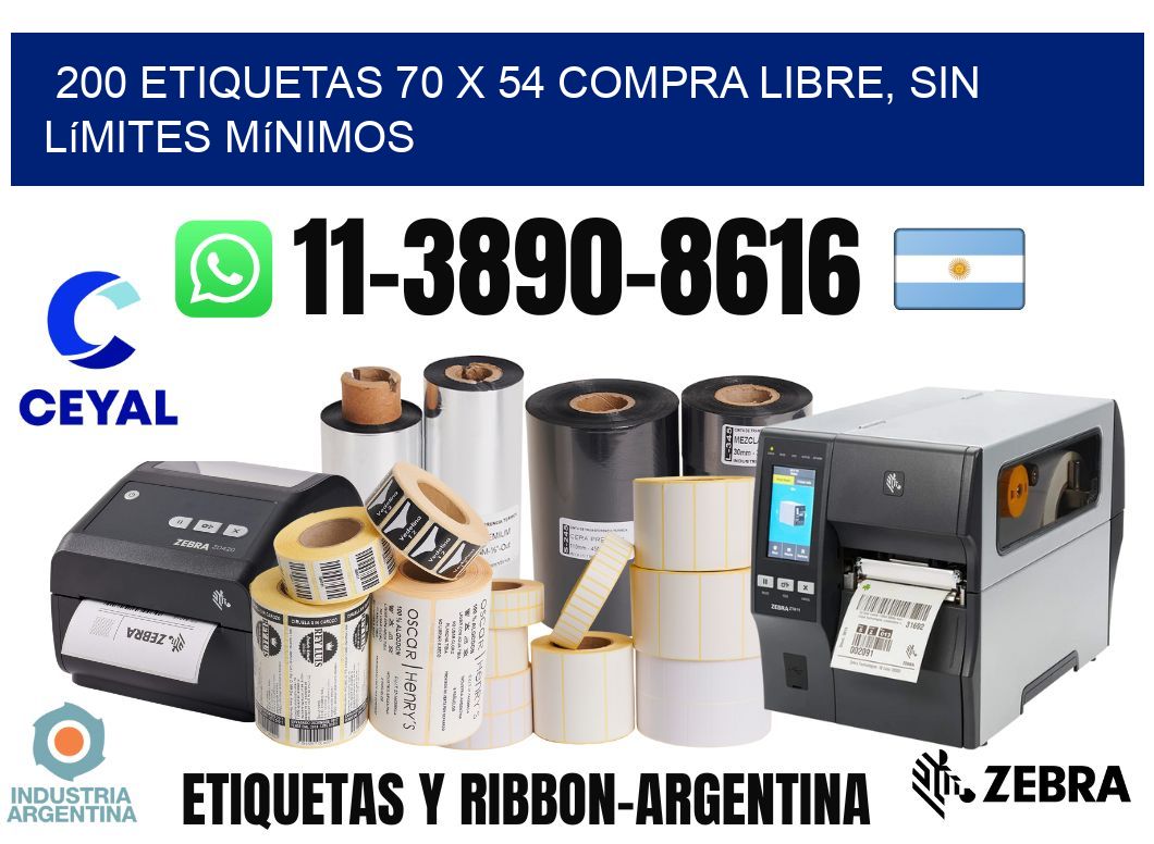 200 etiquetas 70 x 54 Compra libre, sin límites mínimos