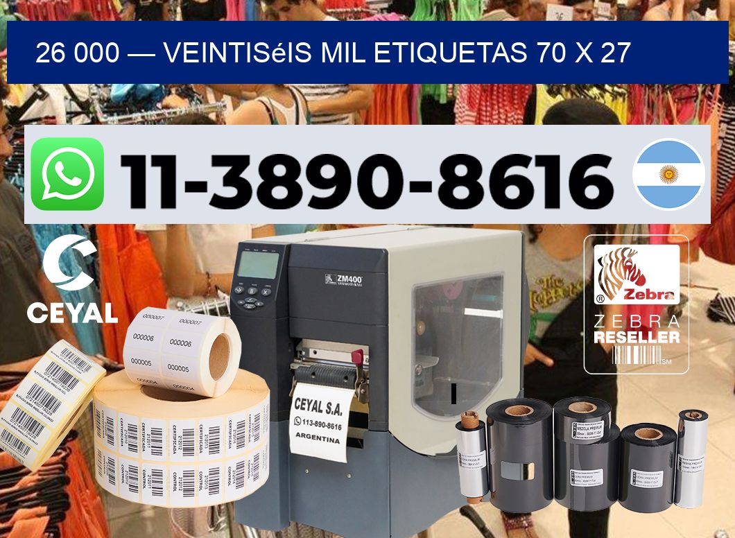 26 000 — veintiséis mil etiquetas 70 x 27