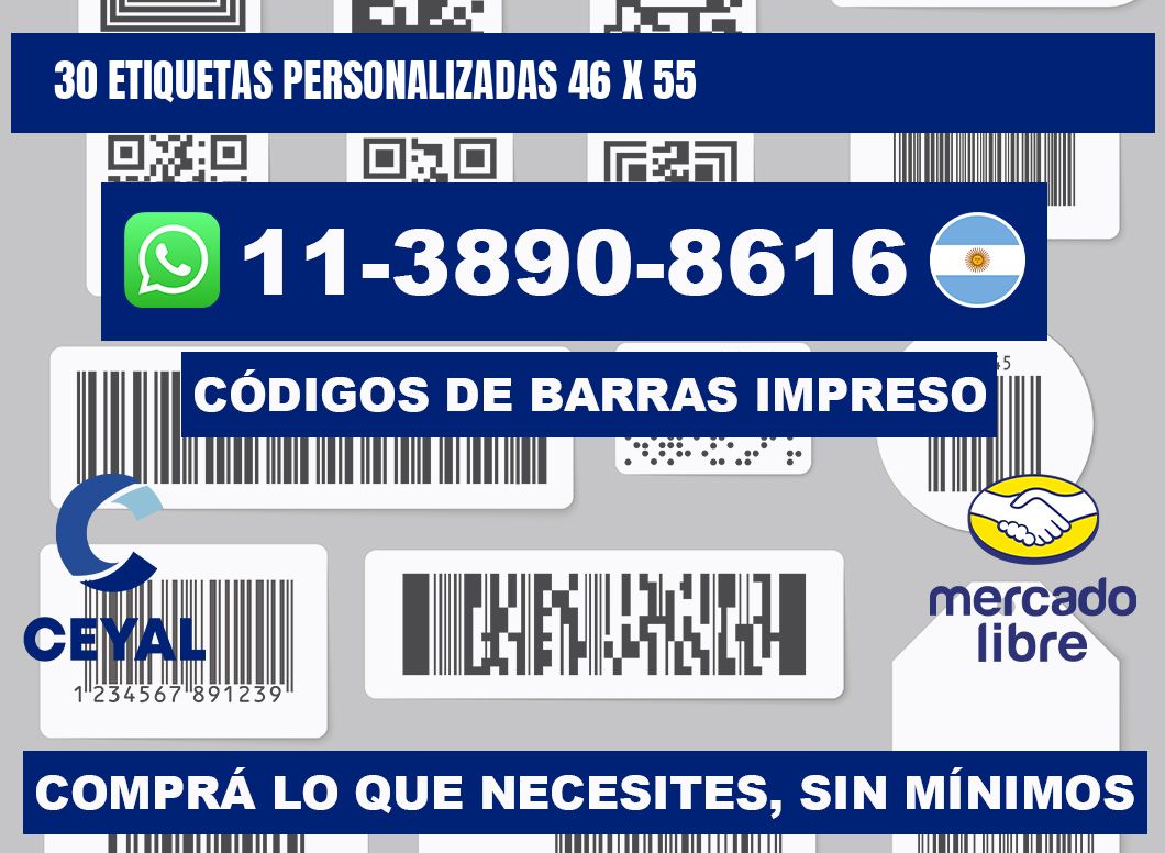 30 ETIQUETAS PERSONALIZADAS 46 x 55