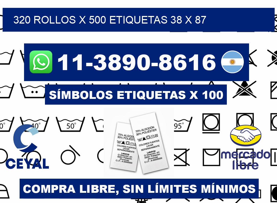 320 rollos x 500 etiquetas 38 x 87