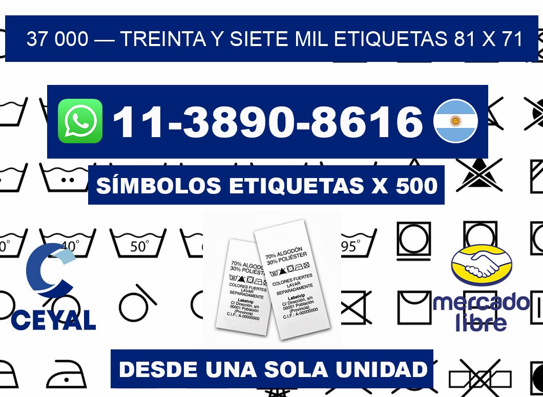 37 000 — treinta y siete mil etiquetas 81 x 71