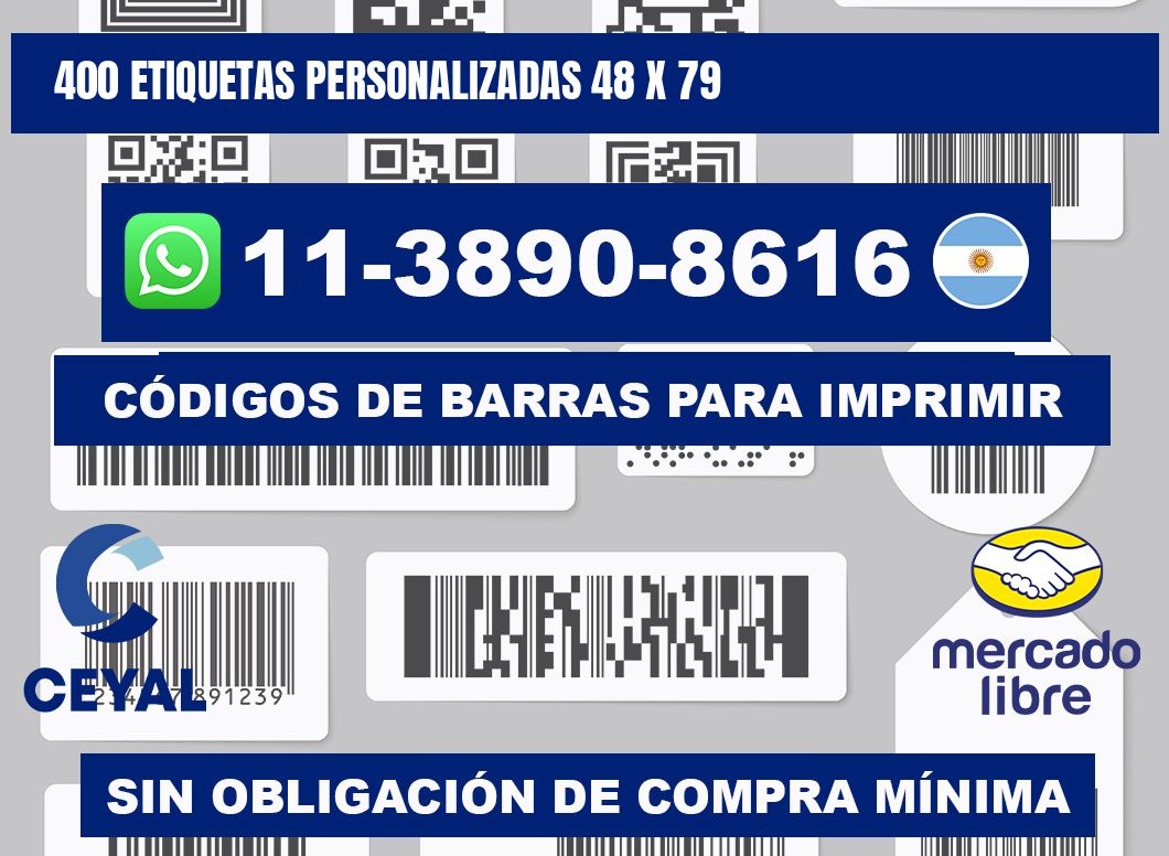 400 etiquetas personalizadas 48 x 79