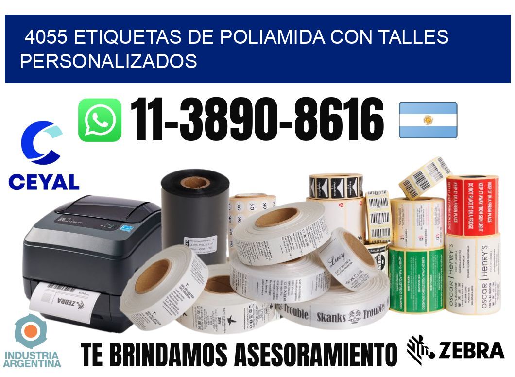4055 Etiquetas de poliamida con talles personalizados