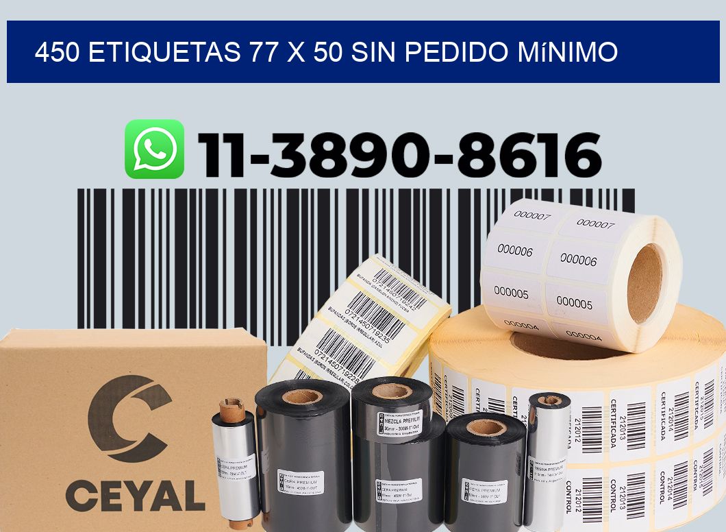 450 etiquetas 77 x 50 Sin pedido mínimo
