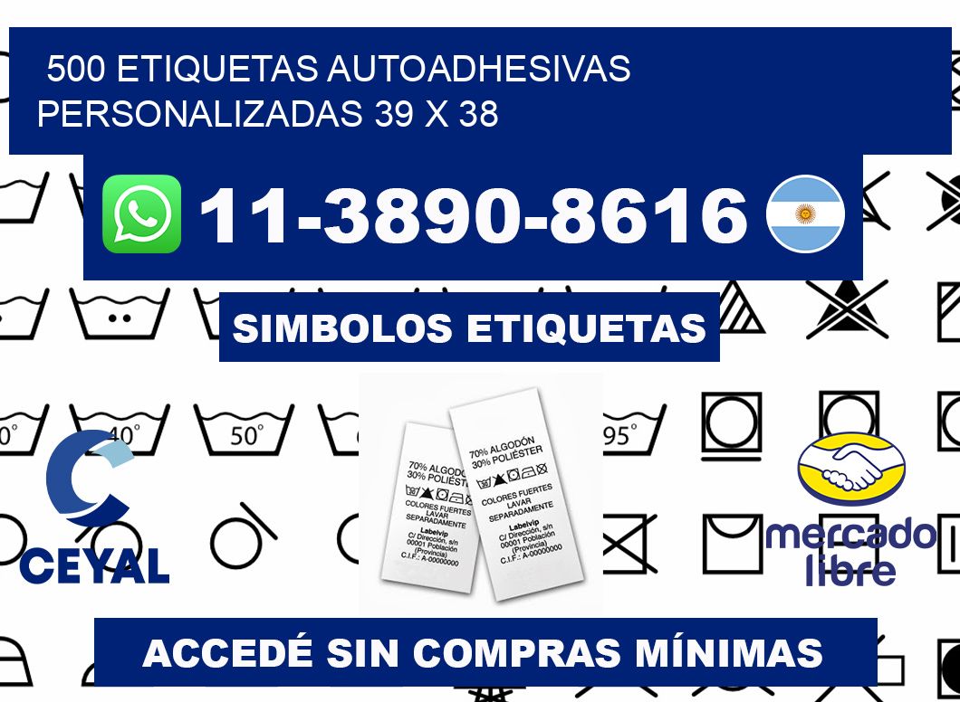 500 Etiquetas autoadhesivas personalizadas 39 x 38