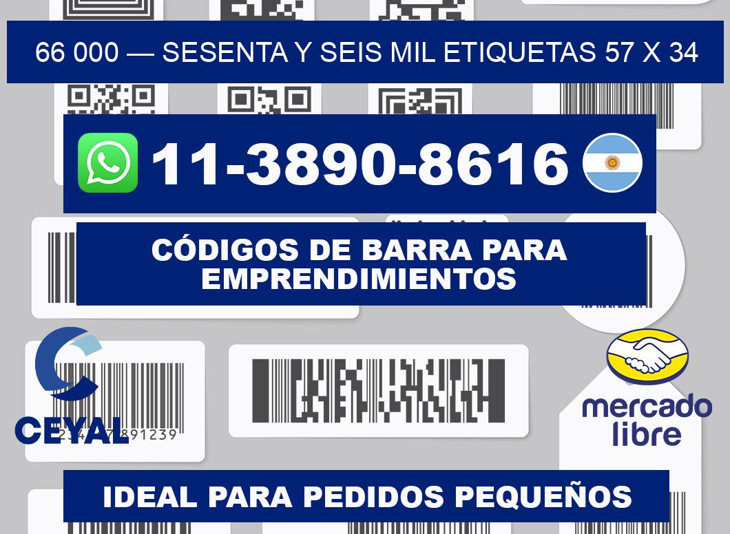 66 000 — sesenta y seis mil etiquetas 57 x 34