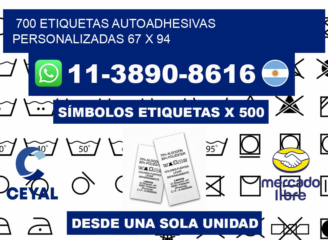 700 Etiquetas autoadhesivas personalizadas 67 x 94