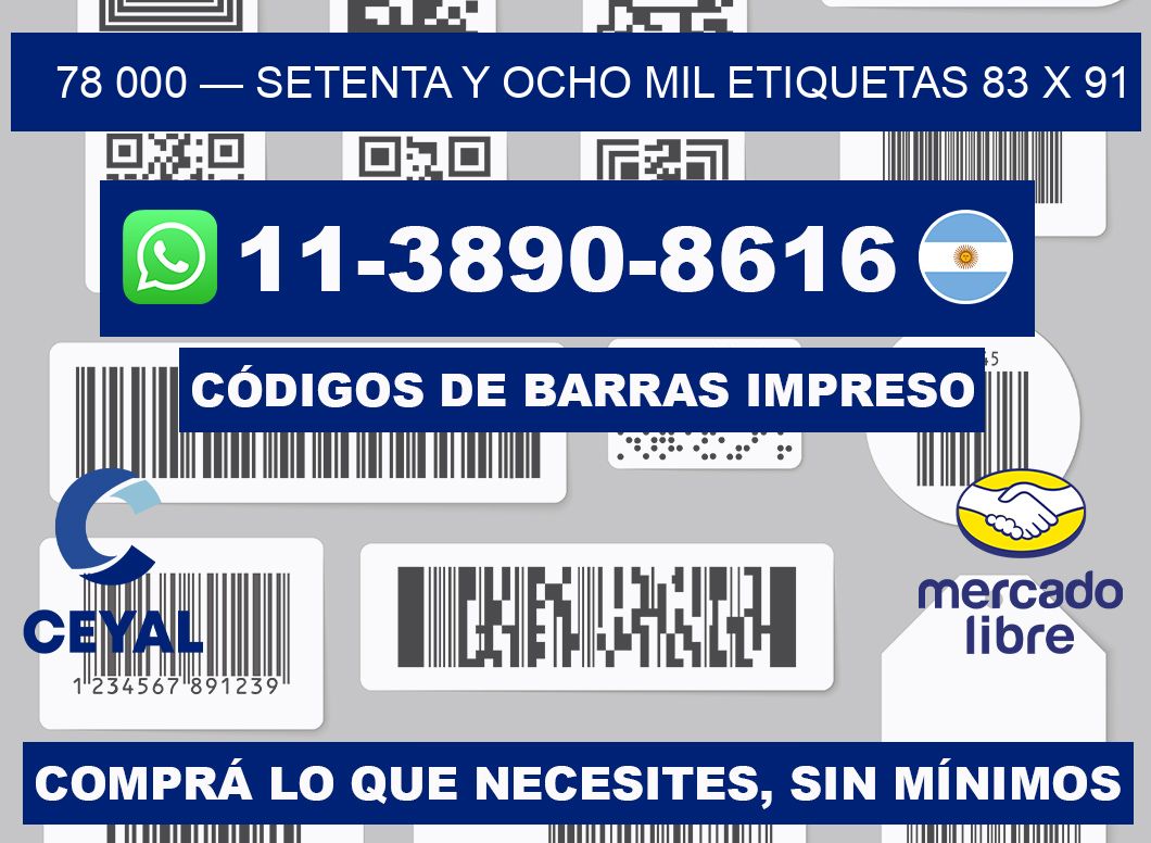 78 000 — setenta y ocho mil etiquetas 83 x 91