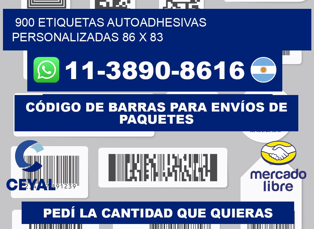 900 Etiquetas autoadhesivas personalizadas 86 x 83