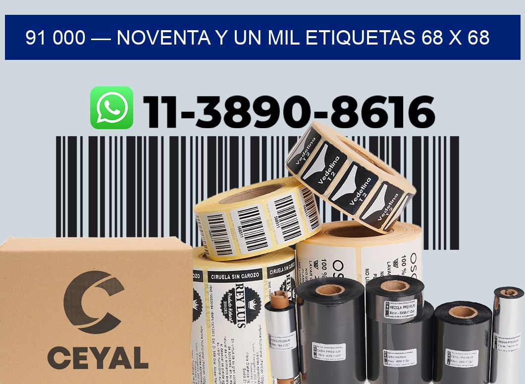 91 000 — noventa y un mil etiquetas 68 x 68