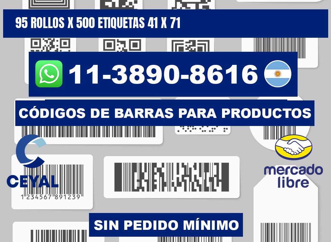 95 rollos x 500 etiquetas 41 x 71