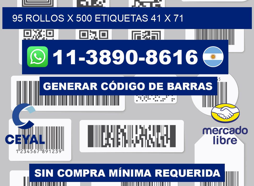 95 rollos x 500 etiquetas 41 x 71