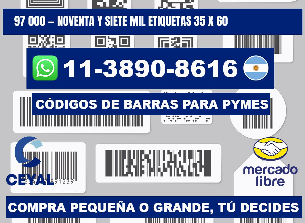 97 000 — noventa y siete mil etiquetas 35 x 60