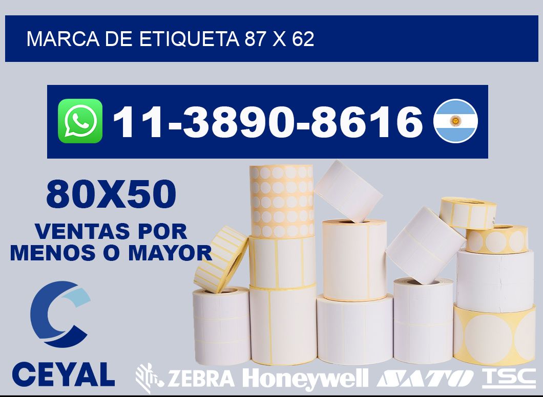 Marca de etiqueta 87 x 62