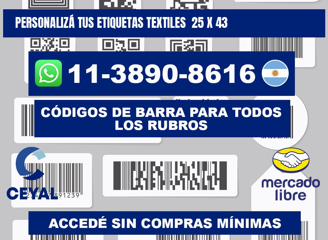 PERSONALIZÁ TUS ETIQUETAS TEXTILES  25 x 43