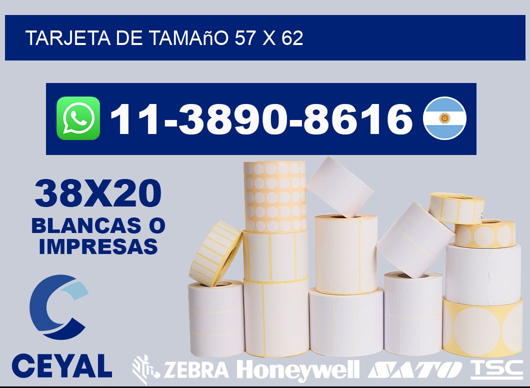 Tarjeta de tamaño 57 x 62