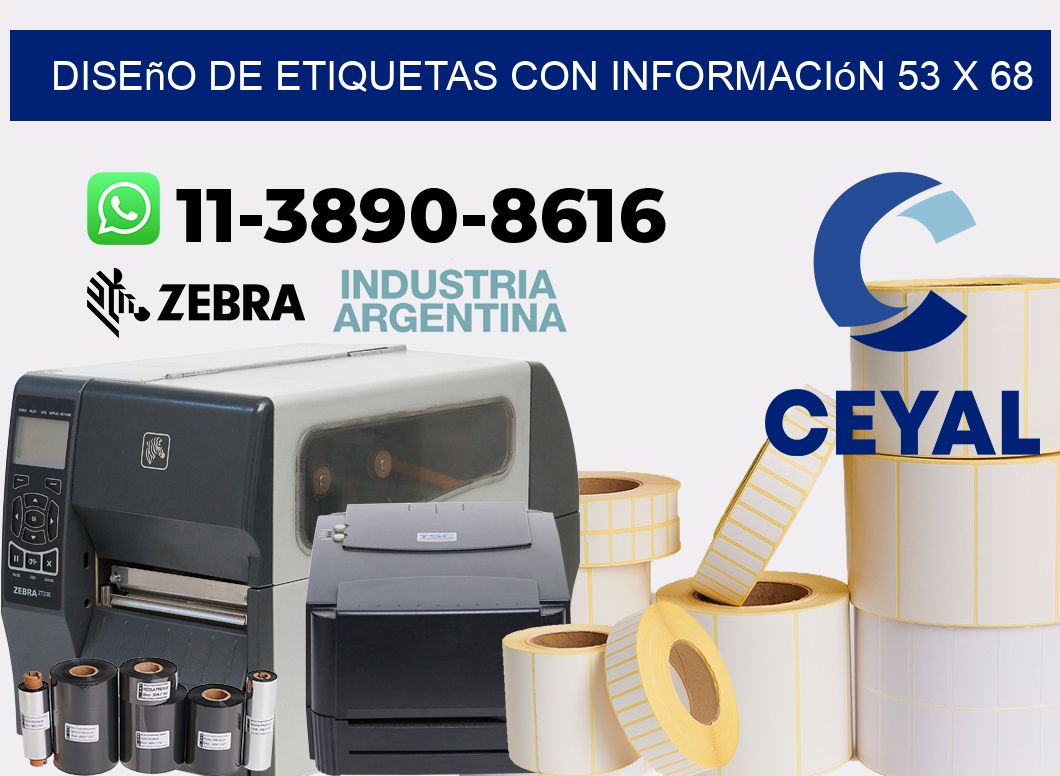 diseño de etiquetas con información 53 x 68