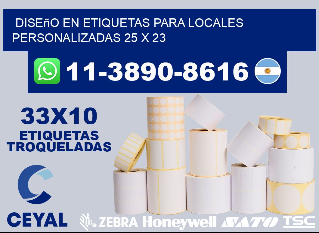 diseño en etiquetas para locales personalizadas 25 x 23