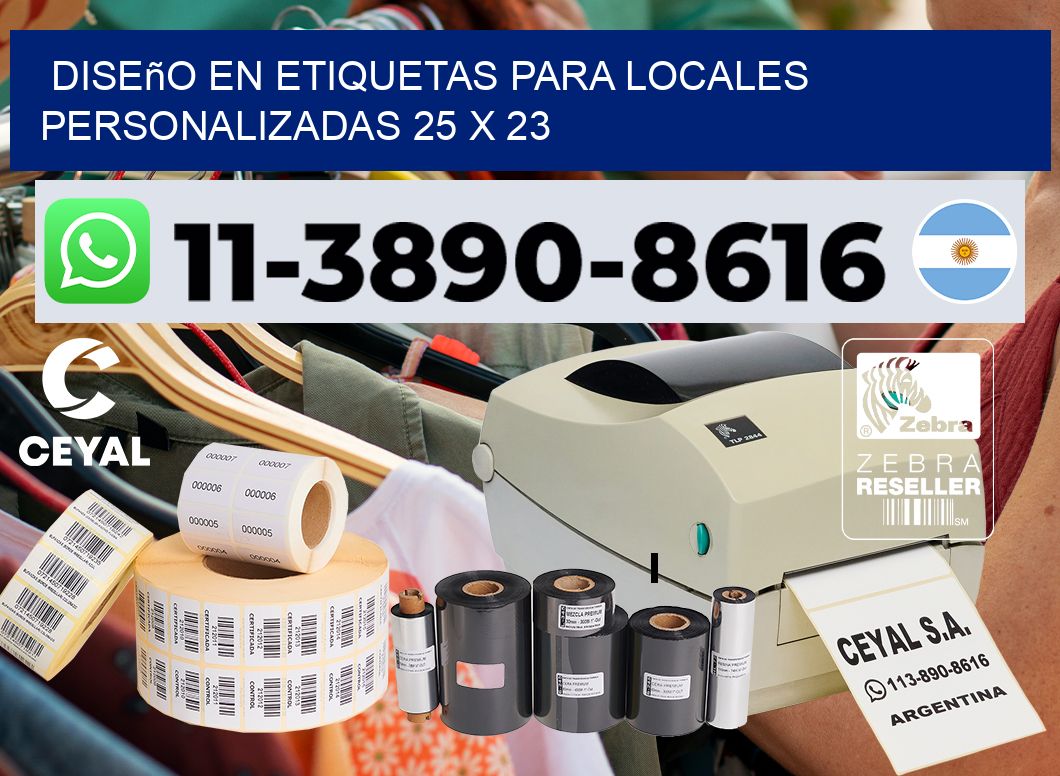 diseño en etiquetas para locales personalizadas 25 x 23