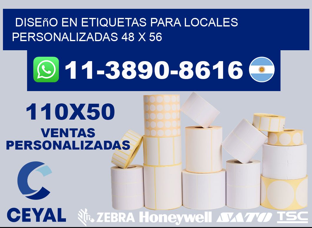 diseño en etiquetas para locales personalizadas 48 x 56
