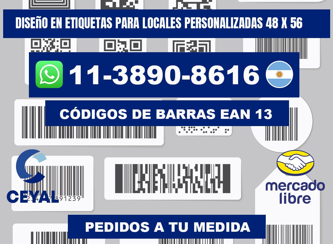 diseño en etiquetas para locales personalizadas 48 x 56