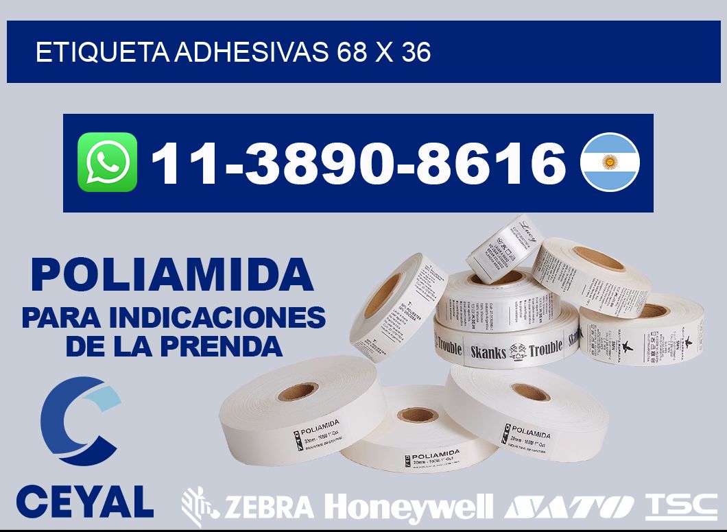 etiqueta adhesivas 68 x 36