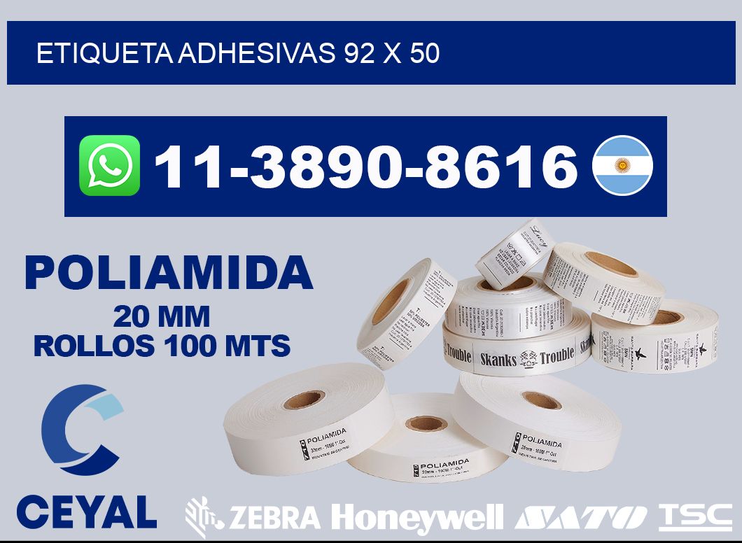 etiqueta adhesivas 92 x 50