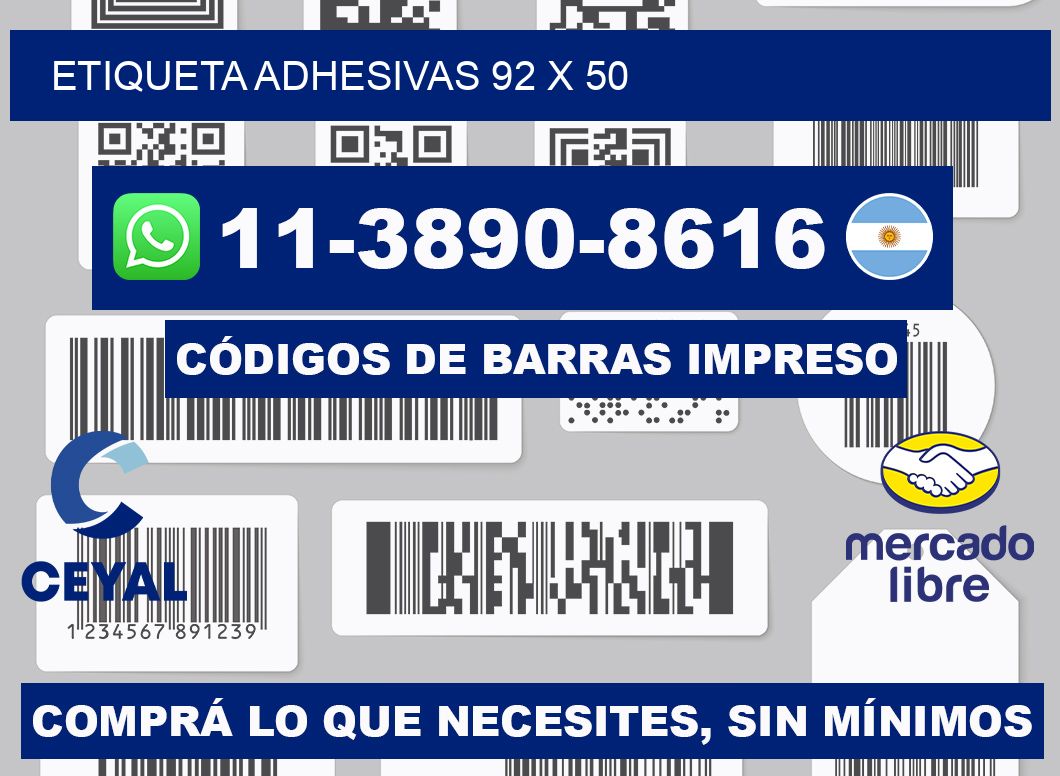 etiqueta adhesivas 92 x 50