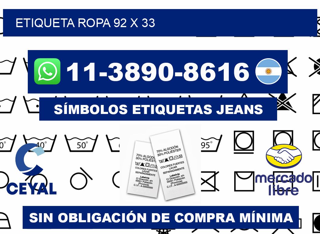 etiqueta ropa 92 x 33