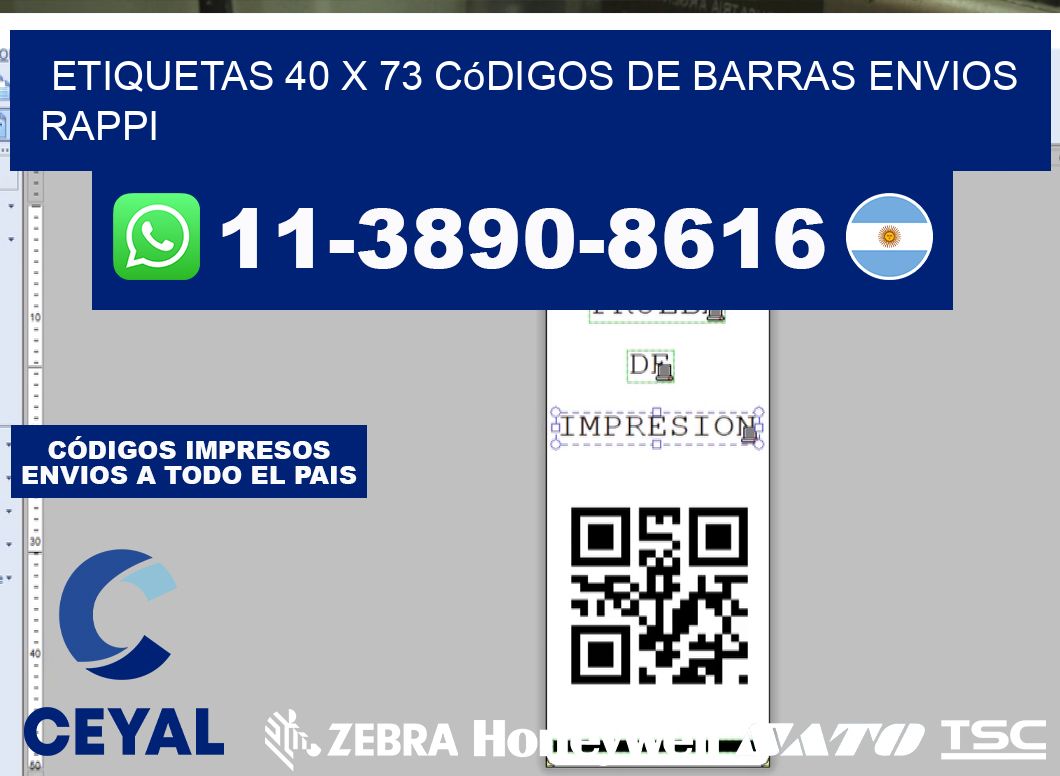 etiquetas 40 x 73 códigos de barras envios rappi