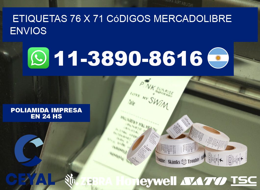 etiquetas 76 x 71 códigos mercadolibre envios