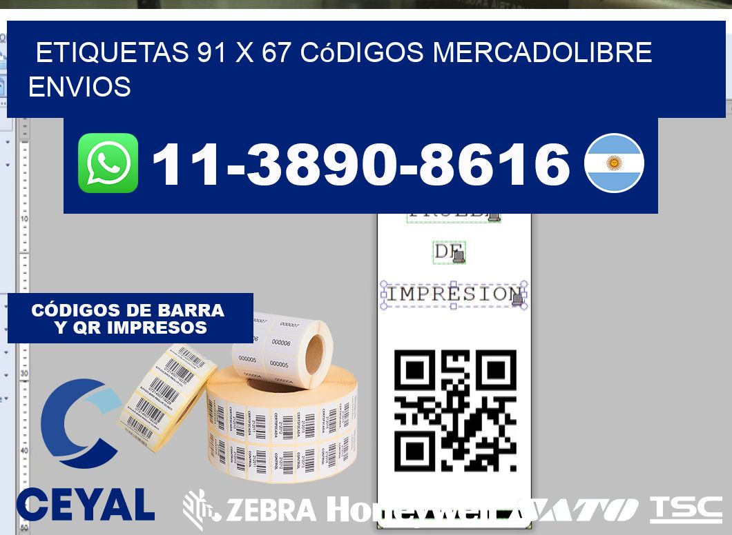 etiquetas 91 x 67 códigos mercadolibre envios