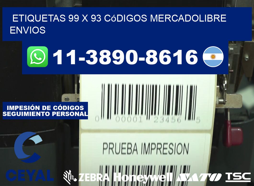 etiquetas 99 x 93 códigos mercadolibre envios