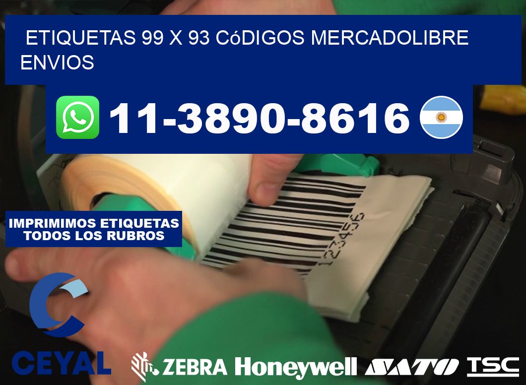 etiquetas 99 x 93 códigos mercadolibre envios