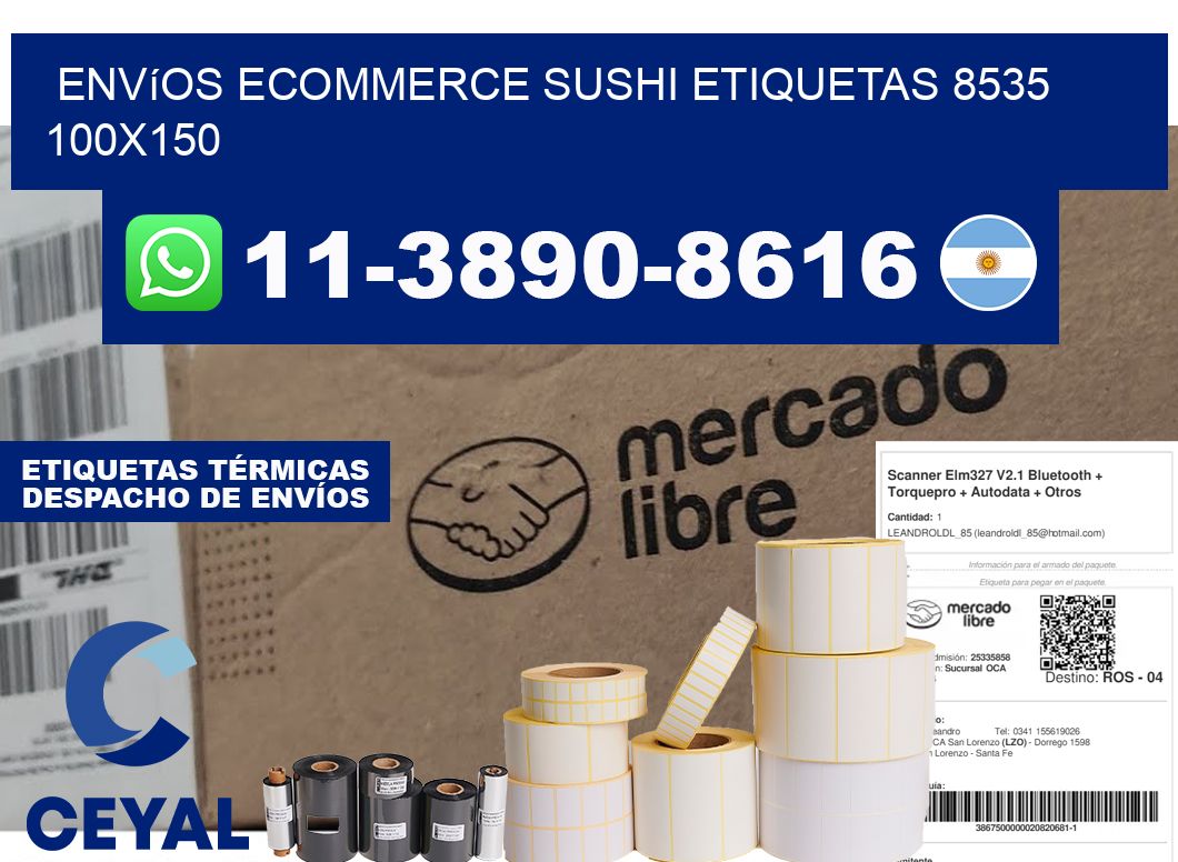 Envíos Ecommerce sushi etiquetas 8535 100x150