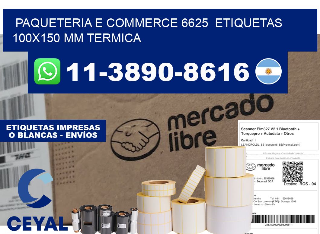 Paqueteria e commerce 6625  etiquetas 100x150 mm termica
