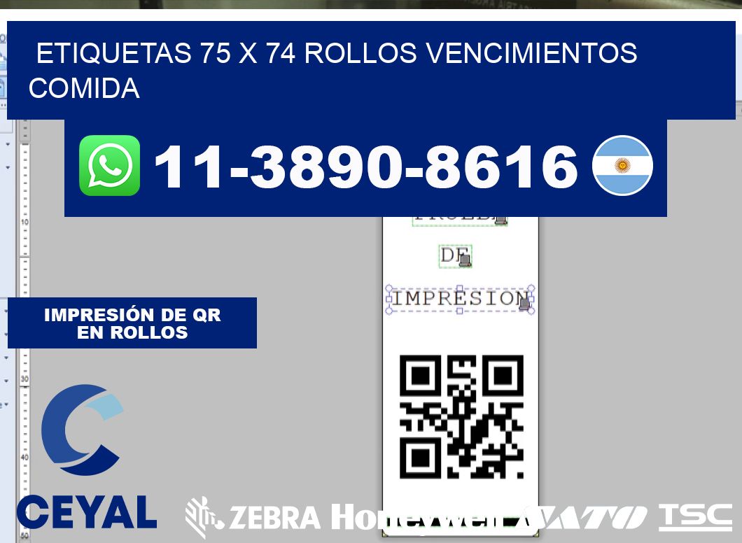 etiquetas 75 x 74 rollos vencimientos comida