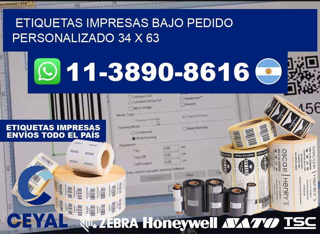 etiquetas impresas bajo pedido personalizado 34 x 63