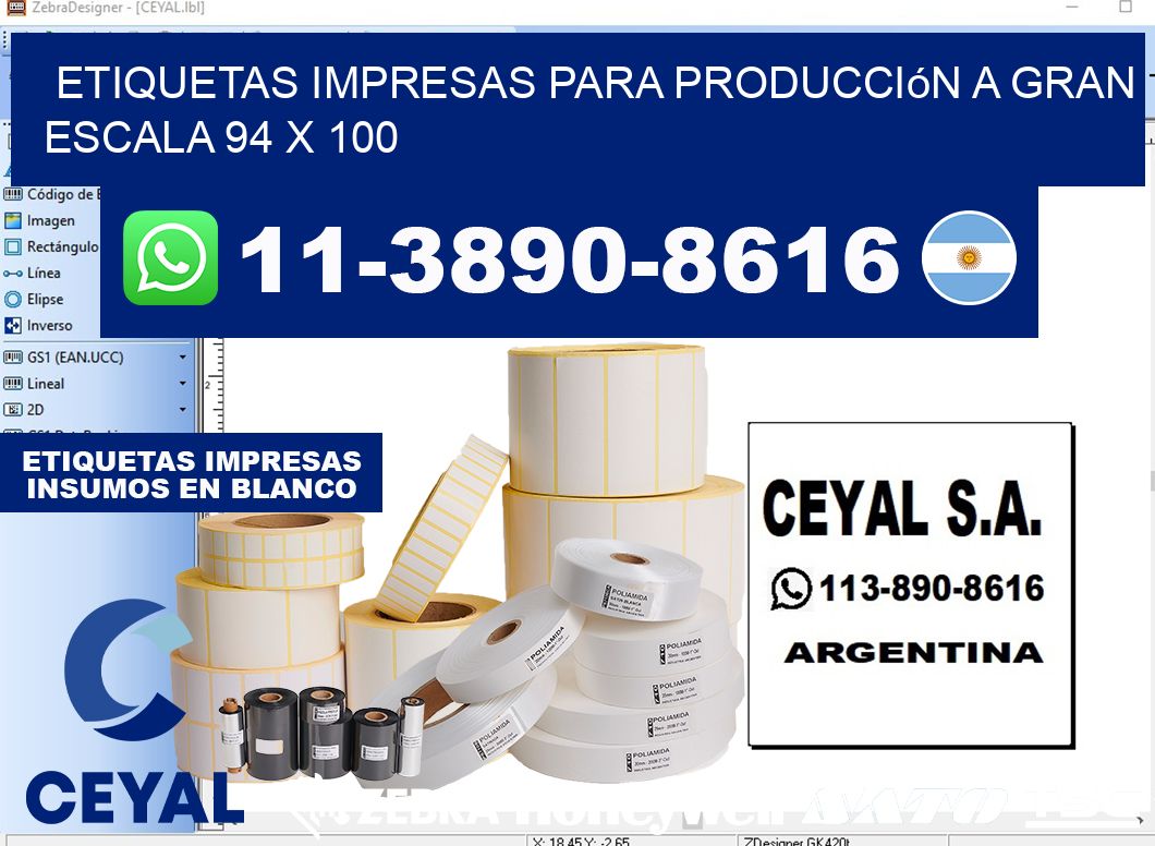 etiquetas impresas para producción a gran escala 94 x 100