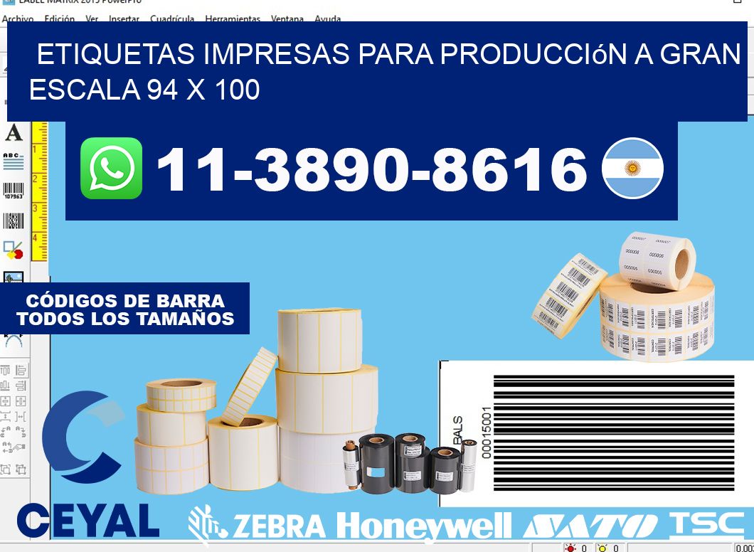 etiquetas impresas para producción a gran escala 94 x 100