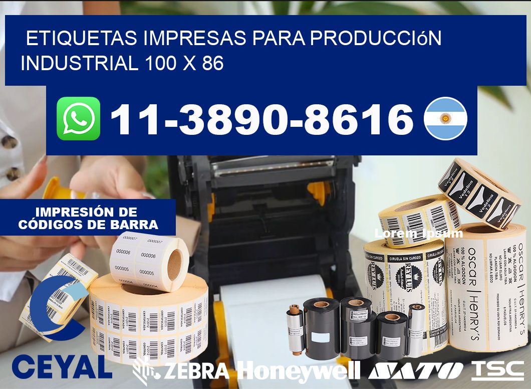 etiquetas impresas para producción industrial 100 x 86