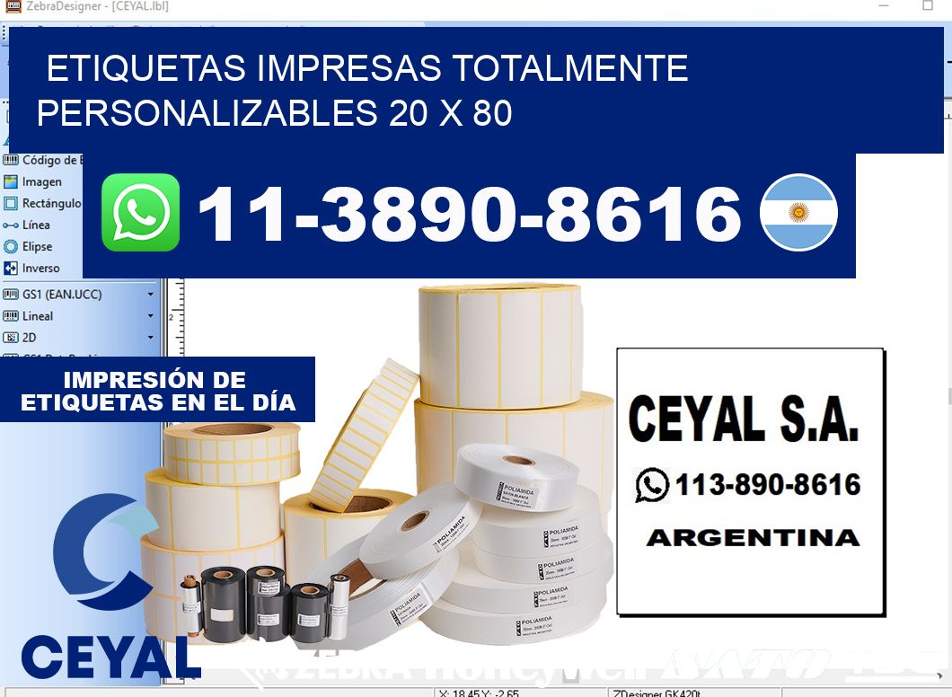 etiquetas impresas totalmente personalizables 20 x 80