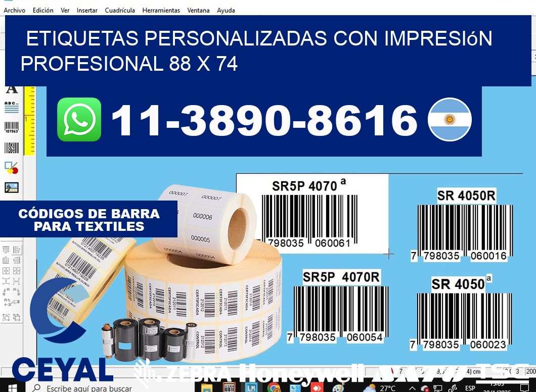 etiquetas personalizadas con impresión profesional 88 x 74
