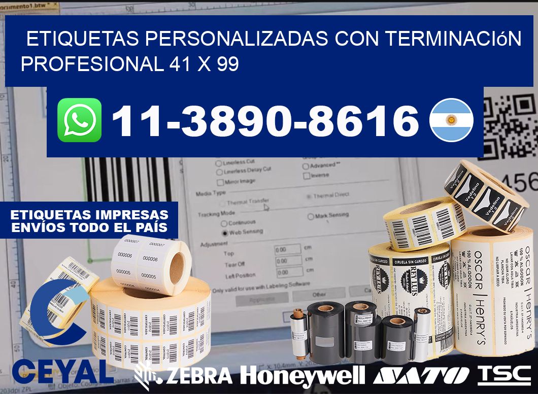 etiquetas personalizadas con terminación profesional 41 x 99