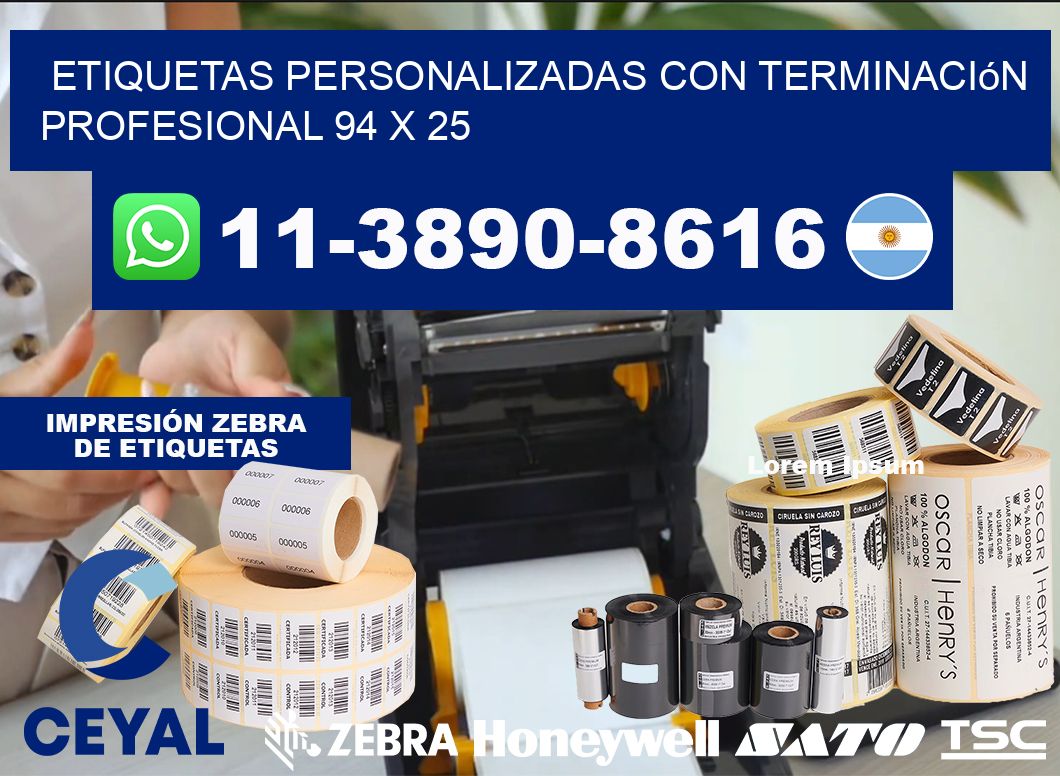 etiquetas personalizadas con terminación profesional 94 x 25