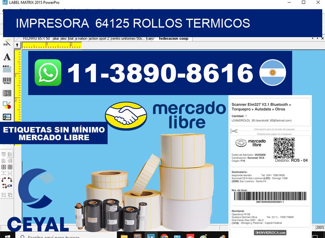 impresora  64125 rollos termicos